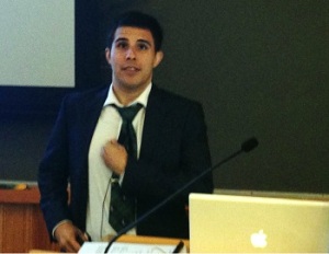 Lorenzo while defending his thesis in Cellular and Molecular Biology at University of Pennsylvania.